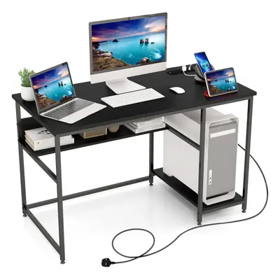 120CM Computer Desk with Power Outlet Office Workstation W/ CPU Stand