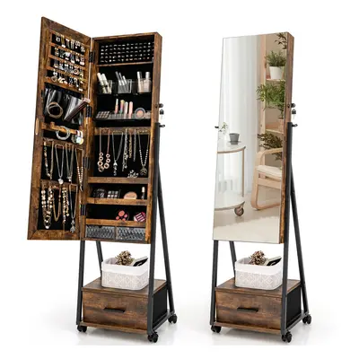 Standing Mirror Jewelry Cabinet Jewelry and Makeup Organizer