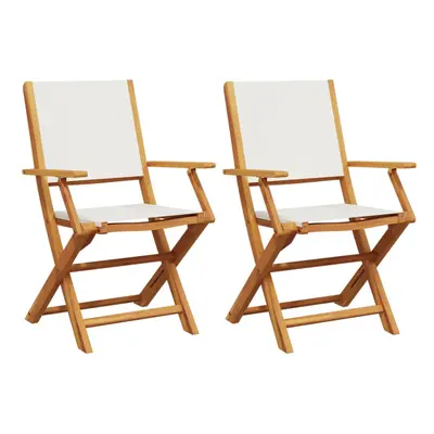 (cream, pcs) vidaXL Garden Chairs Outdoor Chair Dining Chair Solid Wood Acacia and Fabric