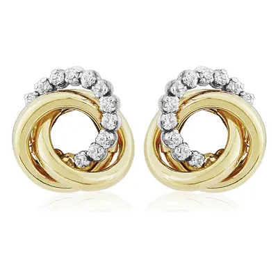 Jewelco London 9ct Gold Cubic Zirconia Trilogy Knot Stud Earrings 8mm - SENR02569