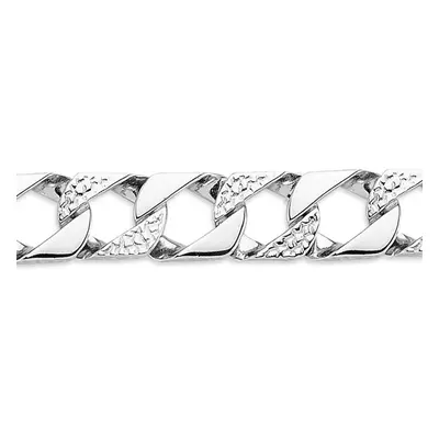 Jewelco London Mens Rhodium Plated Sterling Silver Lizard Scale Curb Bracelet 11mm 8.5 inch - AB