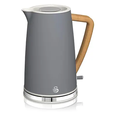 Swan SK14610GRYN, Nordic Rapid Boil Jug Kettle, Wood Effect Handle, Soft Touch Housing and Matt 