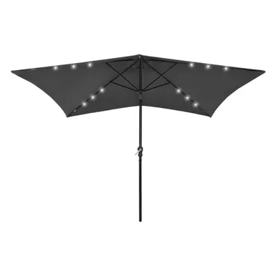 vidaXL Garden Parasol with LEDs and Steel Pole Outdoor Umbrella Anthracite