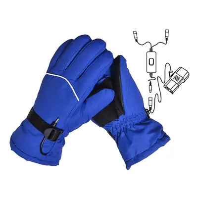 (Blue, 60V) Heating Glove Winter Heated Skiing Gloves Waterproof Mittens Thermal Snowboard