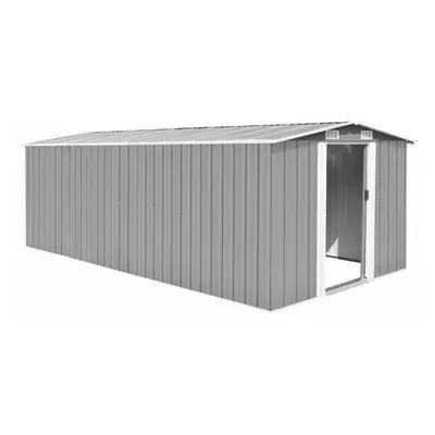 vidaXL Garden Shed 257x489x181cm Metal Grey Outdoor Tool Storage House Cabin