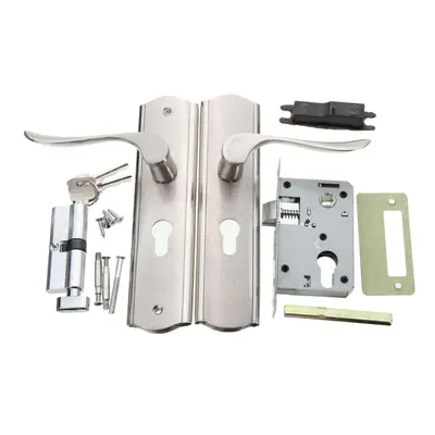 Polished Door Handle Front Back Lever Lock Cylinder Dual Latch with Keys