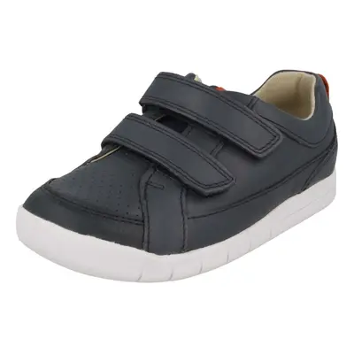 (UK Child, Navy (Blue)) Boys Clarks Casual Hook & Loop Fastening Shoes Emery Walk T - F Fit