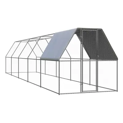 vidaXL Outdoor Chicken Cage Galvanised Steel Patio Chicken Hen House Coop Run