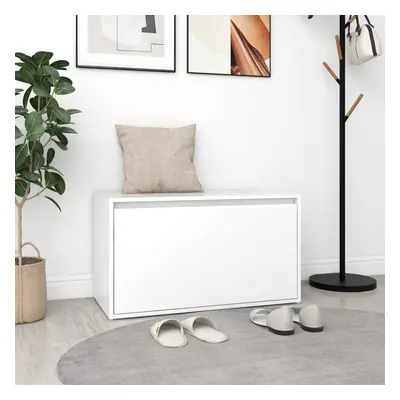 vidaXL Hall Bench White Chipboard Home Box Hallway Entryway Storage Bench