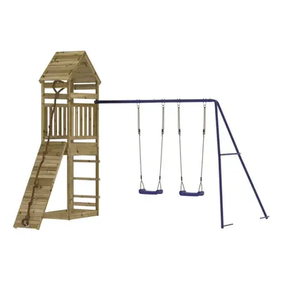 (solid impregnated pinewood) vidaXL Outdoor Playset Playhouse Play Tower Playground Set Solid Wo