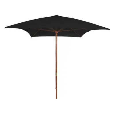 Outdoor Parasol with Wooden Pole Black 200x300 cm