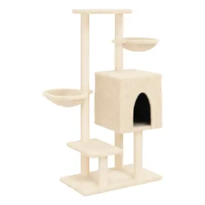 (cream) vidaXL Cat Tree with Sisal Scratching Posts Cat Tower Pet Cat Climbing Tree