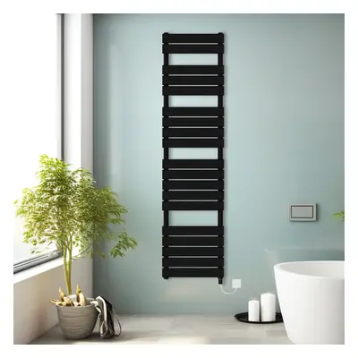 (Black, 1800x450mm) Prefilled Electric Heated Towel Rail Radiator Flat Panel Warmer Ladder