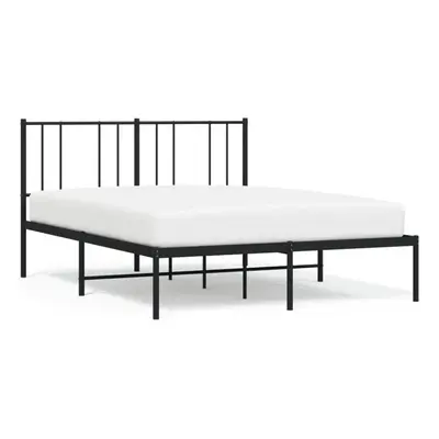 (black, x cm/with headboard) vidaXL Metal Bed Frame with Headboard Bed Base Mattress Foundation 