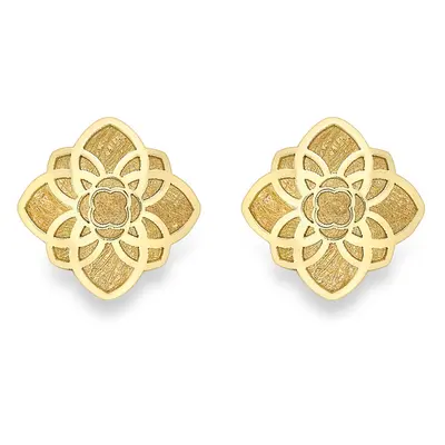 Jewelco London 9ct Yellow Gold Flower Petal Satin Square Stud Earrings 6mm - SENR02285