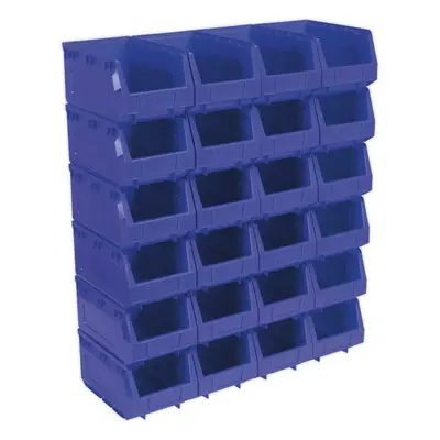 24 PACK Blue x x 130mm Plastic Storage Bin - Warehouse Part Picking Tray