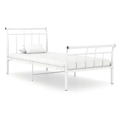 vidaXL Bed Frame White Metal 100x200 cm Bedroom Furniture Bed Base Bedstead