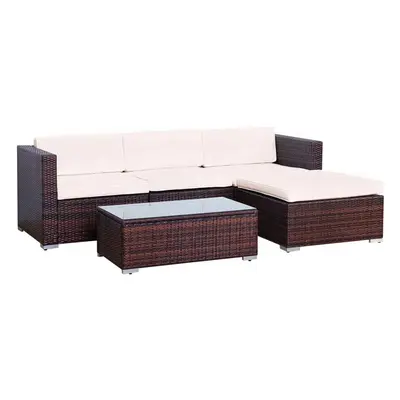 (Brown, Without Cover) EVRE California seater Rattan Outdoor Garden Set