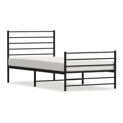 (black, x cm/with headboard & footboard) vidaXL Metal Bed Frame with Headboard Bed Base Mattress