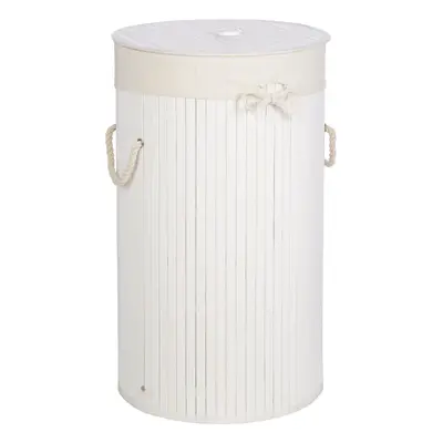 Premier Housewares Kankyo Round White Bamboo Laundry Hamper