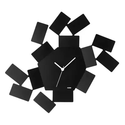 Alessi MT19 B La Stanza dello Scirocco Wall Clock-Steel Coloured with Epoxy Resin, Black, x 33.5