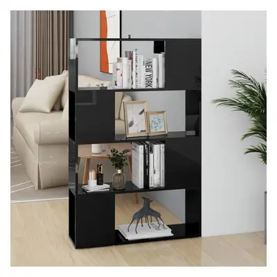 vidaXL Book Cabinet Room Divider High Gloss Black Home Privacy Screen Bookcase