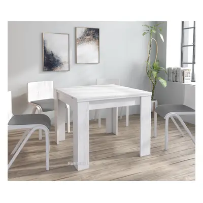 Furneo Modern Dining Table Only Extendable 90-180cm White Pine Effect Golden