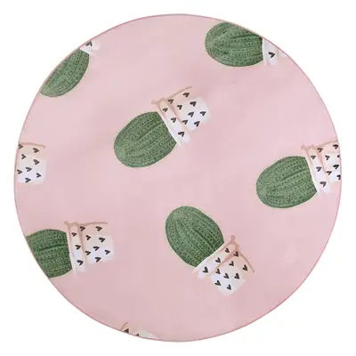 Round Area Rug Cactus Print cm Pink ELDIVAN