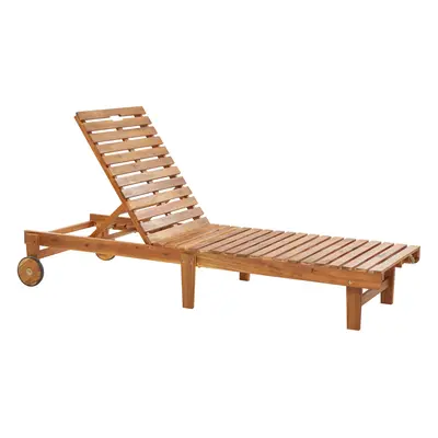 Sun Lounger Wood Light Wood PIETRALUNGA