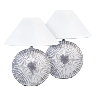 Set of Table Lamps YUNA Ceramic Silver