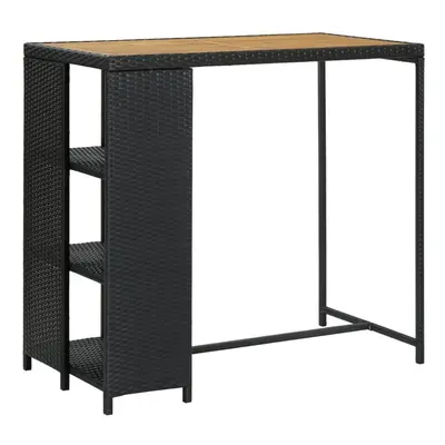 vidaXL Bar Table with Storage Rack Black Poly Rattan Pub Bistro Counter Table