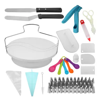 100Pcs Cake Decorating Tool Kit Baking Fondant Supplies Turntable Bag Tip Spatula