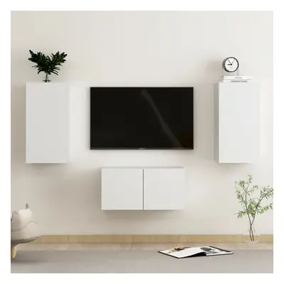 vidaXL TV Cabinet Set Piece White Chipboard Home Furniture TV Stand Cabinet