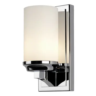 IP44 Small Wall Light White Opal Etched Glass Shade Polished Chrome LED G9 3.5W