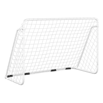 vidaXL Football Goal with Net White Steel Outdoor Soccer Training Equipment