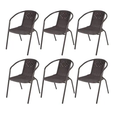 (6 x Brown Rattan Chair Only) Garden Outdoor Patio Chairs Table with Parasol Hole