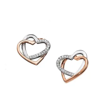 Jewelco London Ladies Rhodium & Rose-Gold-plated Sterling Silver Cubic Zirconia Entangled Love H