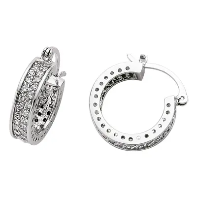 Jewelco London Ladies Sterling Silver Cubic Zirconia Huggie Hoop Earrings 19mm - GVE097