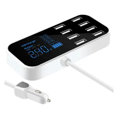 8 Port USB Car Charger with LED Display 8A Output Quick Charge Intelligent Portable Vehicle