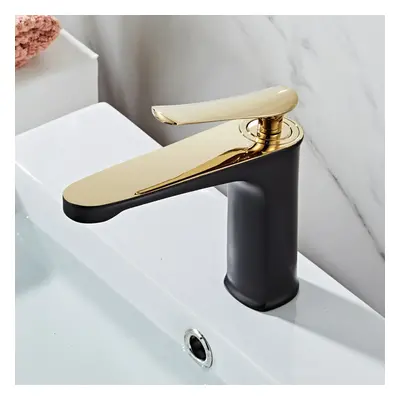 (Black Gold) Luxury Bathroom Basin Faucet Hot Cold Water Mixer Sink Tap Gold Polished Handle Sin