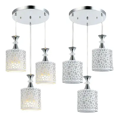 (3 Heads (Round Plate), E27) Modern Flower Petal Ceiling Light LED Pendant Lamp Dining Chandelie