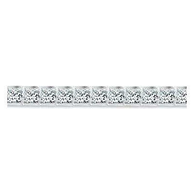 Jewelco London Rhodium Coated Sterling Silver CZ Channel Square Princess Line Tennis Bracelet - 