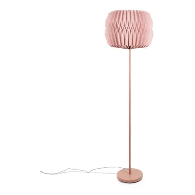 Pink Metal Standing Floor Lamp with Origami Paper Fold Shade Light