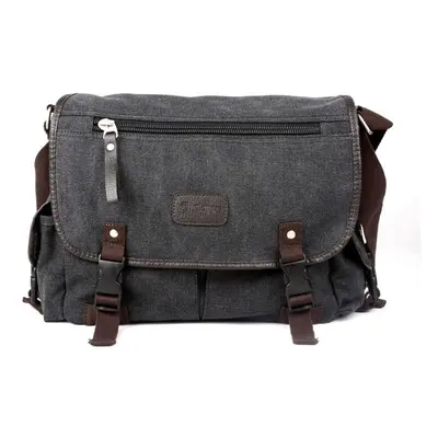 (Black) Men's Canvas Vintage Crossbody Satchel Shoulder Casual Messenger School Book Bag