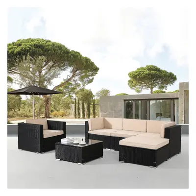 AREBOS Polyrattan garden furniture garden set lounge set seating group black nizza