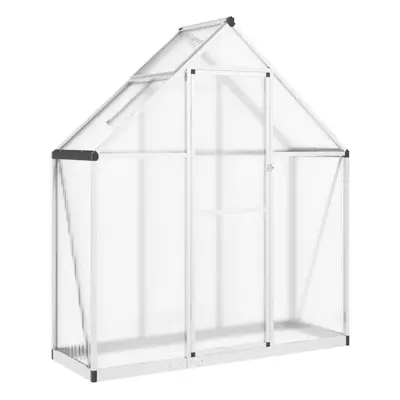 (silver, x x cm) vidaXL Greenhouse with Base Frame Garden Walk in Plant Grow House Aluminium