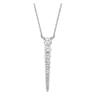 Jewelco London Ladies Rhodium Plated Sterling Silver CZ Graduated Stone Icicle Lavalier Necklace