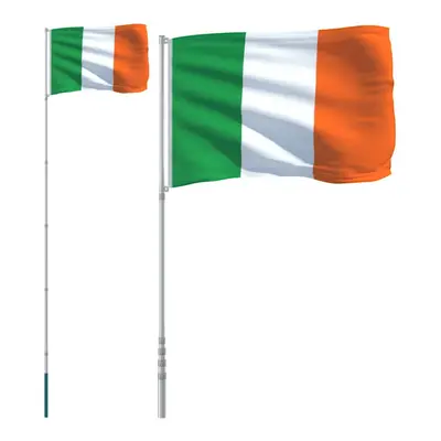 vidaXL Ireland Flag and Pole 5.55 m Aluminium Outdoor Garden Camper Flag Pole