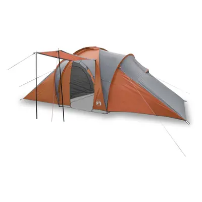 vidaXL Family Tent Dome 6-Person Camping Dome Tent Grey and Orange Waterproof