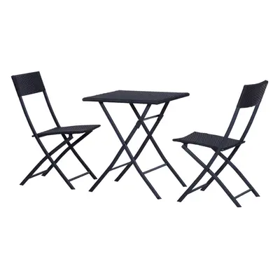 Outsunny 3PC Bistro Set Rattan Furniture Outdoor Garden Folding Chair Table